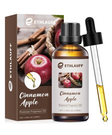 Cinnamon Apple Essential Oil 100ml Fall Essential Oil for Diffusers for Home Candle Scented Oils for Soap Making Bath Bombs Massage -3.38FL.OZ Cinnamon Apple 3.38 Fl Oz (Pack of 1)