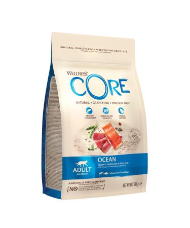 Wellness CORE Adult Ocean 300g Salmon & Tuna Dry Cat Food for All Cats Grain-Free High Fish Content Protein-Rich Supports Healthy Skin & Shiny Coat Ocean - Salmon & Tuna 300g