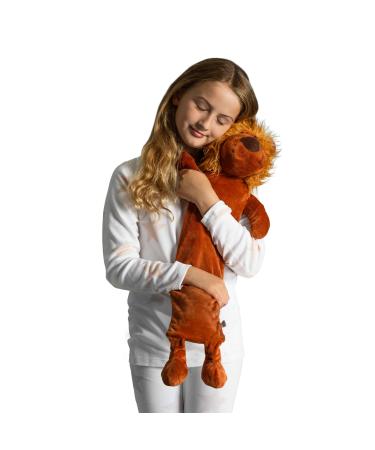 LIVIVO Large Hot Water Bottle with Animal Style Microfiber Fleece/Knitted/Faux Soft Removable and Washable Cover - Quick Heat and Comforting Pain Relief (2L Lion) 2L Lion