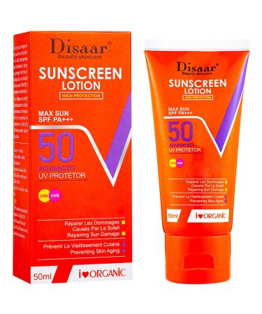 Lemon Extract Sunscreen Lotion High Advanced Protection SPF 50 PA+++ UVA/UVB Repair Vitamin C Hydrate Skin 50ml / 1.69fl.oz
