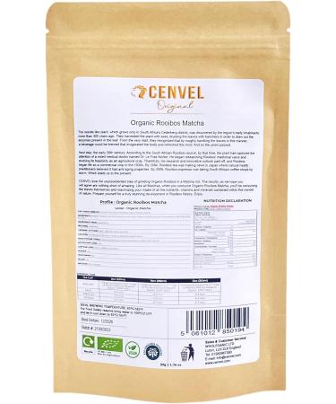 CENVEL Organic Rooibos Matcha | South African Red Herbal Bush Matcha Tea | Premium Quality | Caffeine-Free | Packed with Antioxidants | Great for Weight Loss or maintain a healthy weight (50g) - Buy Online on GoSupps.com