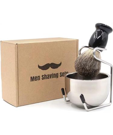 Elvielsl Men's 3-in-1 Shaving Kit with Badger Hair Brush and Stainless Steel Bowl - Traditional Wet Shave Set for Men - Buy Online on GoSupps.com