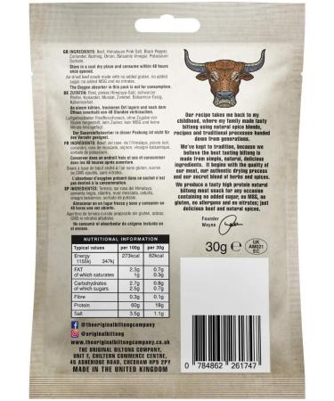 Biltong Taste Box: Original, Smoky BBQ, Piri Piri & Garlic - High Protein, Low Fat Savoury Snack (12 x 30g) - Gluten & Nitrate Free - Buy Online on GoSupps.com