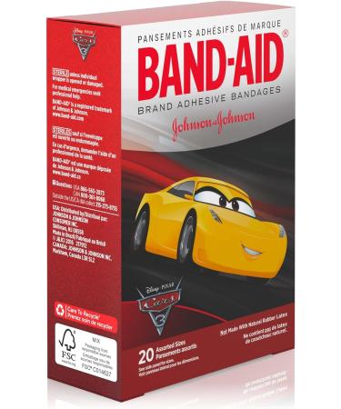 Band-Aid Adhesive Bandages Disney Pixar Cars 3 - 20 ct Pack of 3 - Buy Online on GoSupps.com