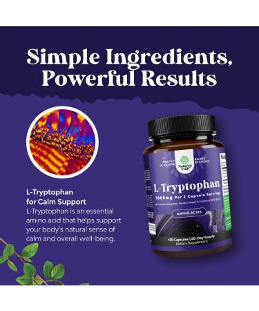 Pure L-Tryptophan 1000mg Capsules - L Tryptophan Supplement for Sleep, Promotes Relaxation & Emotional Well-Being for Women & Men - Potent Pure Mood Support Supplement for Adults - 120 Count 120 Count (Pack of 1) - Buy Online on GoSupps.com