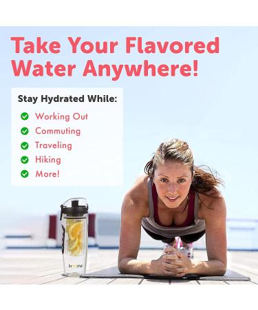 Brimma 32 oz Fruit Infuser Water Bottle - Large Leakproof Plastic Bottle for Gym, Bike, Camping & Travel - Buy Online on GoSupps.com