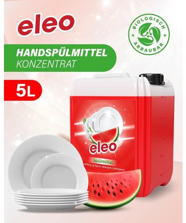 5L Eleo Watermelon Dishwashing Detergent Concentrate - Powerful Hand Dish Soap with Invigorating Fragrance for Spotless Dishes - Buy Online on GoSupps.com