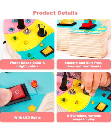 Homcent Busy Board for Toddlers - Montessori Wooden Activity Toy with Buttons & Switches for Motor Skills Development | International Shipping Available - Buy Online on GoSupps.com