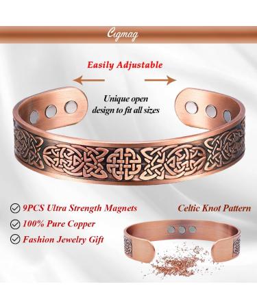 Cigmag Lymphatic Drainage Magnetic Bracelet for Men | Ultra Strength 99% Pure Copper | Adjustable Brazaletes | Celtic Knot Design | Gift Box Included - Buy Online on GoSupps.com
