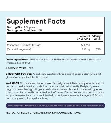 WeightWorld Pure Magnesium Glycinate 500mg - 150mg Elemental Magnesium Glycinate for Bone Health & Stress Relief - 180 Count - Vegan - Chelated Bisglycinate Capsules - GMP-Approved Non-GMO - Buy Online on GoSupps.com