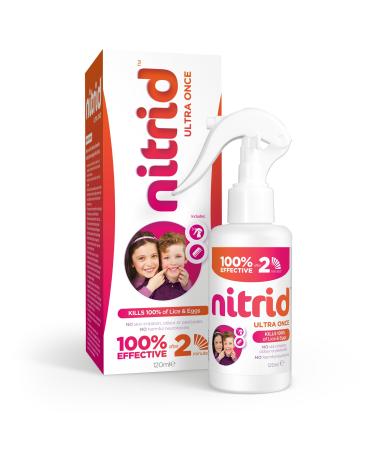 Nitrid Ultra Once All-in-One Head Lice Treatment Spray & Comb - 100% Effective on Lice & Eggs in 2mins Includes Spray 120ml & Nit Comb - 2023 New Formulation
