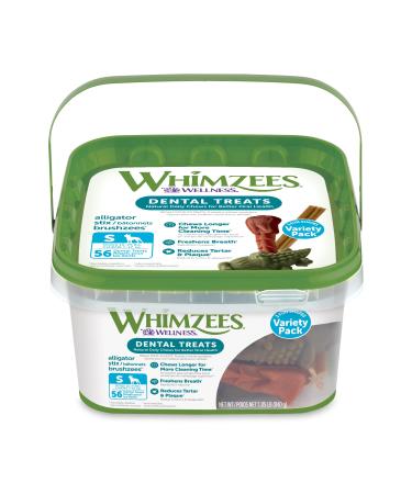 Whimzees Alligator Dental Dog Treats 56 Count (Pack of 1) Variety Pack Dog Treats