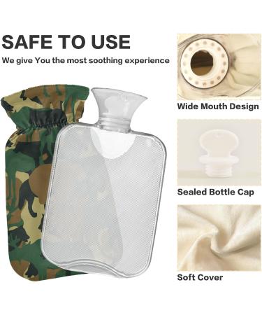 Naanle Animals Military Camouflage Hot Water Bottle - 2L Transparent for Heat & Cold Therapy | Pain Relief for Bed Hands & Feet - Buy Online on GoSupps.com