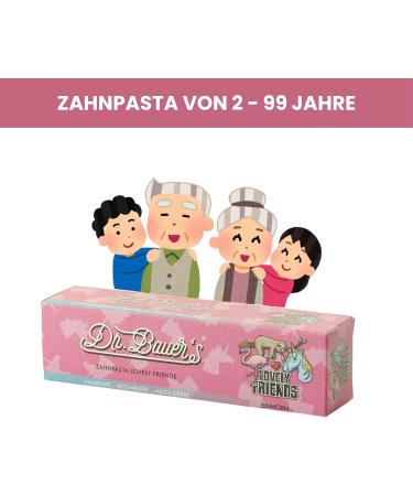 Dr. Bauer's Lovely Friends Toothpaste 2 Pack with Glitter Designs Multiple Flavors For Kids & Adults Sustainable Packaging 90ml per Tube Unicorn - Buy Online on GoSupps.com