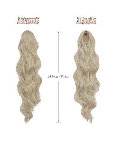 Feshfen Ashblond 60cm Ponytail Hair Extension - Wavy Curly Synthetic Hair Part for Women - Buy Online on GoSupps.com