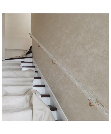 1.6ft-20ft Round Clear Acrylic Handrail for Indoor Stairs Loft Corridor Safety Transparent Support Rod Anti-Slip Stair Railing with Gold Bracket (Color : Gold Bracket Size : 1.6ft/50cm) Gold Bracket 18ft/550cm
