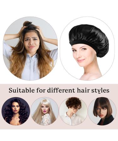 2-Piece Satin Hair Hood Set | Double-Sided Soft Bonnet & Sleeping Caps for Women & Girls - Breathable Black Sleep Hat - Buy Online on GoSupps.com