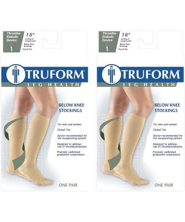 Truform 18 mmHg Surgical Stockings for Men & Women - Knee High Closed Toe Black (2 Pairs) - Medium Compression Wear - Buy Online on GoSupps.com
