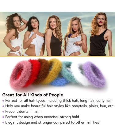 MARY LAVENDER Large Furry Hair Ties for Thick Hair - Seamless Elastic Bands 8-Pack - Buy Online on GoSupps.com