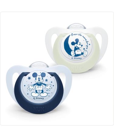 Nuk Disney Mickey Mouse Star Day & Night Silicone Schnuller jaw-friendly 18-36 months BPA-free 2 pieces white & blue limited edition