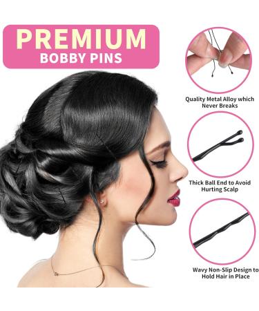 BLISSMAX 5cm Black Bobby Pins 100 Pcs with Storage Box - Strong Hair Grips for All Hair Types - Hair Pins for Styling & Makeup - Buy Online on GoSupps.com