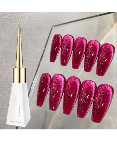 Jelly Cat Eye Gel Nail Polish Rose Red Glitter Crystal Gel Polish Shiny Magnetic Nail Polish Soak Off UV/LED Sparkle Red Wine Holographic Cat Eye Gel Polish for Nail Art Salon DIY at Home - Buy Online on GoSupps.com