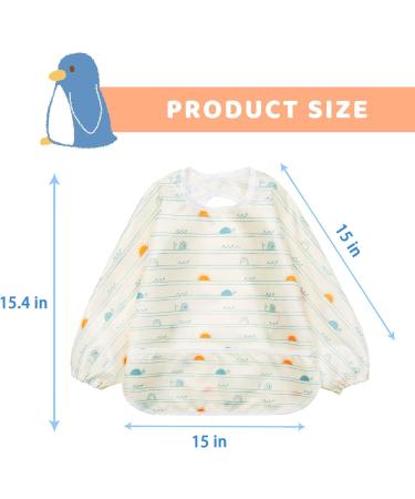 Little Dimsum Long Sleeves Toddler Weaning Bibs | Waterproof Feeding Coverall Set for Babies 6-36 Months (Turtle & Sun) - Buy Online on GoSupps.com