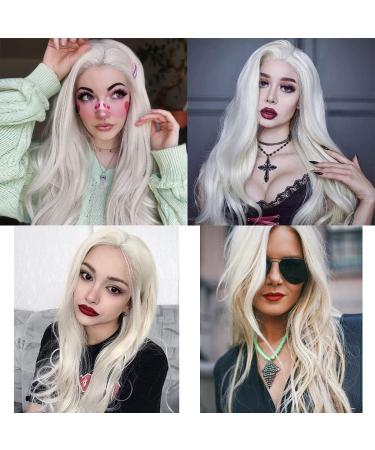 TANTAKO Long Platinum Blonde Wig With Small Deeper Middle Part Lace Blonde Lace Front Wig for Women Daily Synthetic Wig (Blonde 364) Platinum Blonde 364 - Buy Online on GoSupps.com