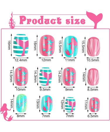 96 Pcs Kids Stick on Nails - Cartoon Press on Fake Nail Tips for Girls | Children's Pre-glued False Nails for Nails Art Decoration (Striped) - Buy Online on GoSupps.com