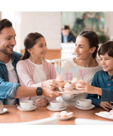 MonMon & Craft 17th Birthday Cupcake Toppers - Number 17 Sign - Girls 17th Birthday Cupcake Toppers - Sweet 17 Dessert Decor- Cheers to 17 Years Party Decorations Pink Silver Glitter - 24 Pcs - Buy Online on GoSupps.com