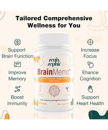 ZenixZephir Memory Focus Supplement - Brain Support with Omega-3 Bacopa and Plasmalogens for Enhanced Cognitive Function - Concentration and Memory - Non-GMO 60 Softgels - Buy Online on GoSupps.com