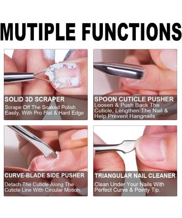 3-in-1 Cuticle Remover & Pusher Tool for Gel Polish Removal - Silver Set - Buy Online on GoSupps.com