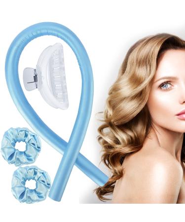 Heatless Curling Rod Headband, No Heat Hair Curler for Long Hair, Sleeping Soft Foam Eva Overnight Hair Curlers(Blue)