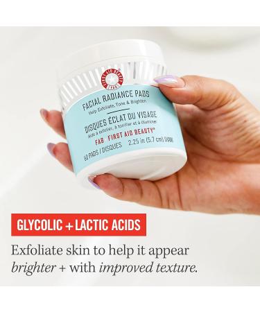 First Aid Beauty Facial Radiance Pads - Daily Exfoliating AHA Pads for Toned & Brightened Skin - 28 Count - Buy Online on GoSupps.com