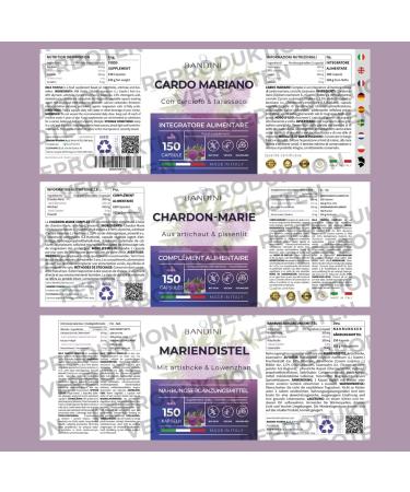 Bandini Mariendistel Artichocke Landaway Complex - 150 Vegan Capsules | 80% Silymarin | Liver Support & Fat Metabolism | GMO-Free & Additive-Free - Buy Online on GoSupps.com