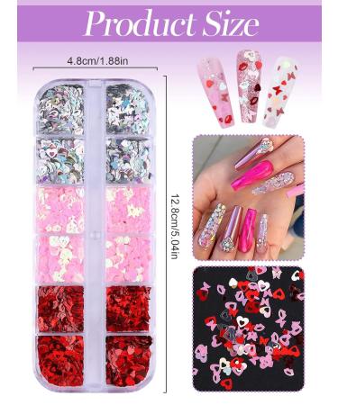 Kalolary Valentine's Day Nail Art Sequins | Heart & Lip-Shaped Holographic Flakes for Manicure & Body Decoration - 2 PCs - Buy Online on GoSupps.com
