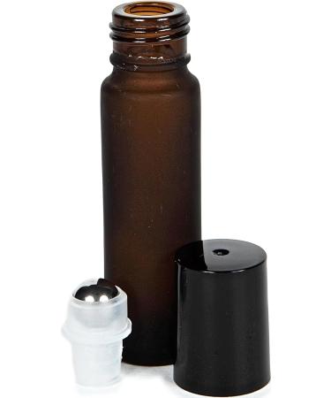 Buy Vivaplex 24 Frosted Amber 10ml Glass Roll-on Bottles with Stainless Steel Roller Balls & 3 Droppers - Perfect for Essential Oils & DIY Projects | International Shipping Available - Buy Online on GoSupps.com