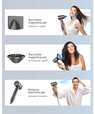 LKV HAIR DROYER Professional High Speed 200 Million Negative Ionic Hair Dryer 36ms Airflow Diffuser and Concentrate Sprayer Bathroom Travel Gray - Buy Online on GoSupps.com