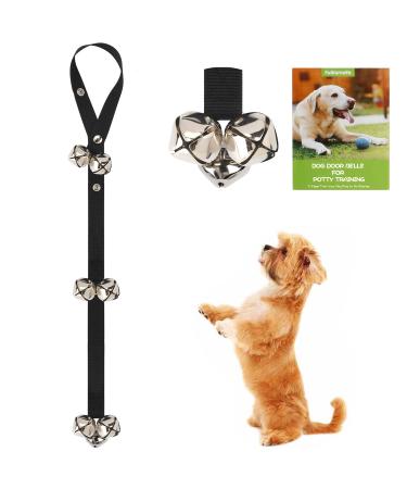 FOLKSMATE Dog Doorbells for Potty Training Doggy Dog Puppy Door Bells with 7 Extra Loud Bells Adjustable for Dog Training, Housebreaking, Door Knob, Ring to Go Outside Dog Supplies One Dog Bell Black