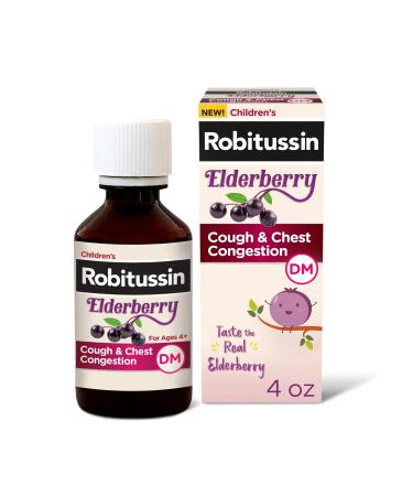 Robitussin Elderberry Cough + Chest Congestion DM Children's Cough Medicine Chest Congestion Relief and Cough Syrup - 4 Fl Oz - Buy Online on GoSupps.com