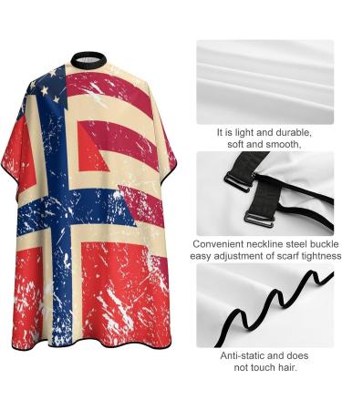 American & Norway Retro Flag Barber Cape - Adjustable Snap Hair Cutting Salon Apron for Adults | International Shipping - Buy Online on GoSupps.com