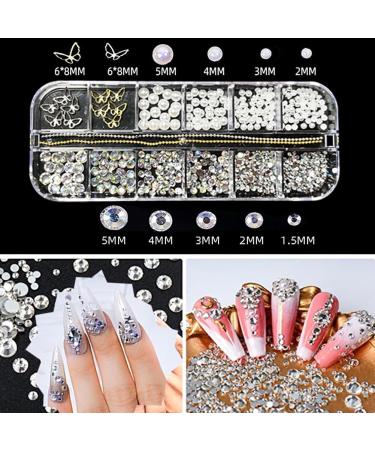 3D Nail Art Charms Butterfly Bowknot Flower Rhinestones Nail Charms Luxury Nail Pearls Crystal Nail Art Gems DIY Nail Decorations Multi Shape Nail Jewelry Nail Art Accessories for Party Wedding - Buy Online on GoSupps.com