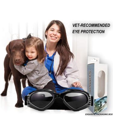 XUNKE Dog Goggles - Anti-UV Eye Protection Sunglasses for Small/Medium Pets (Black) - Waterproof & Windproof - Buy Online on GoSupps.com