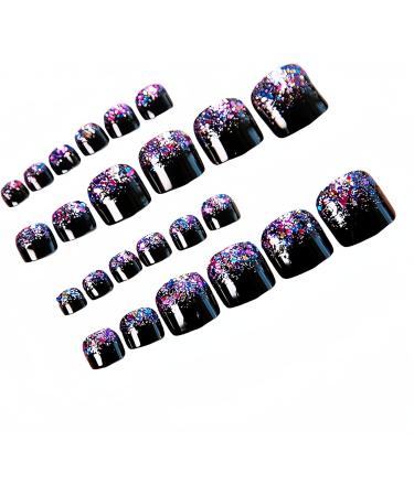 24Pcs Press On Toe Nails False Toenails for Women and Girls Short Glitter Toe Naiils Decorated Press On Toe Nails Full Cover Fake Toenails with Glue On Toenails for Women Blue - Buy Online on GoSupps.com