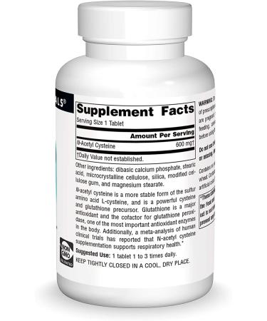 Source Naturals N-Acetyl Cysteine 600mg Antioxidant Support - 120 Tablets, Respiratory Health Support - Buy Online on GoSupps.com