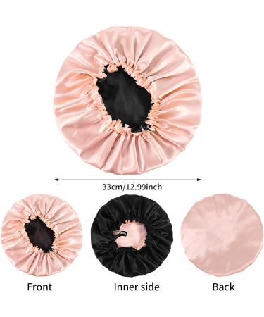 Fuyamp 2 Packs Satin Sleep Cap Adjustable Silky Sleep Bonnet for Women Long Curly Hair Double-Sided Waterproof Satin Hair Cap Extra Large Sleep Satin Bonnet for Women Girls Sleeping Blue+Pink - Buy Online on GoSupps.com
