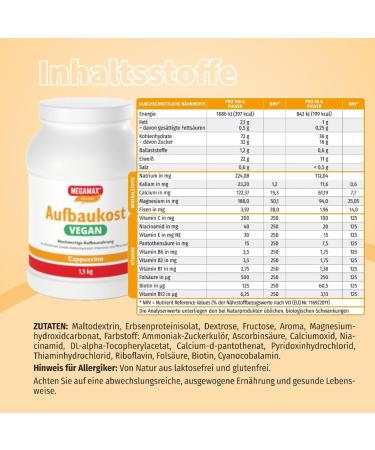 Buy Megamax Vegan Cappuccino Protein Powder 1.5kg | Low-Fat Mass Gainer for Muscle Growth & Nutrition | International Shipping - Buy Online on GoSupps.com