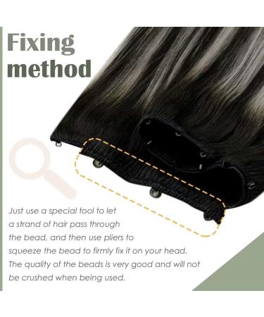 Buy Laavoo 12 Microring Tress Extensions - Real Hair Balayage Black Ombre Silver Easy Weft 50g Remy Human Hair Perfect for International Shipping - Buy Online on GoSupps.com