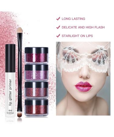LOKFAR 4 Colors Glitter Lip Kit - Waterproof & Long Lasting Shiny Diamond and Metallic Lip Makeup Set - Buy Online on GoSupps.com