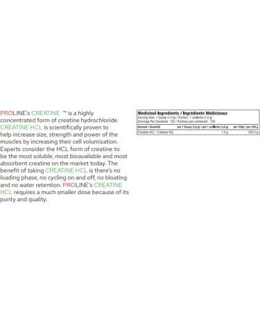 Pro Line Creatine HCL Powder | Ultra Concentrated Creatine Hydrochloride (HCL) for Strength Performance Recovery | 750 mg Creatine HCL Per Serving | 120 Servings (Black Cherry Lime) Cherry Lime - Buy Online on GoSupps.com